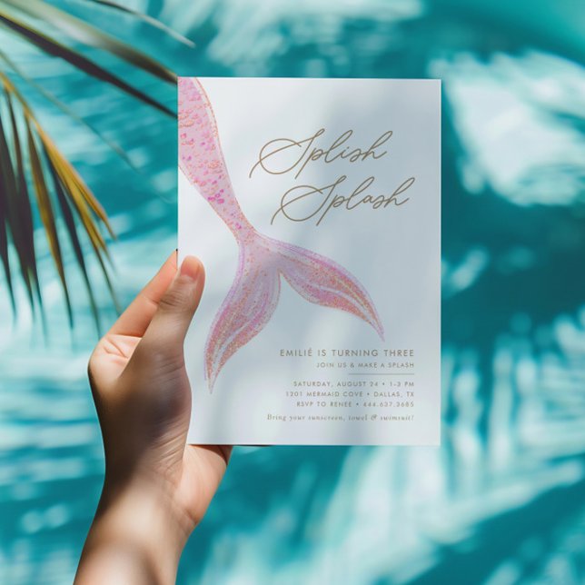 Sjöjungfru under Sea Girls Söt Rosa Birthday Inbjudningar (Skapare uppladdad)