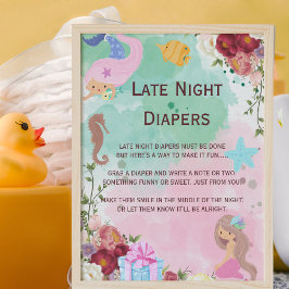 Sjöjungfru under Sea Late Diaper Diaper Sign Poster