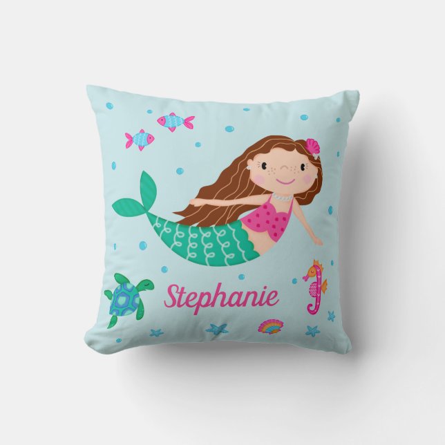 Sjöjungfru under Sea Personlig Blue Kudde (Framsida)