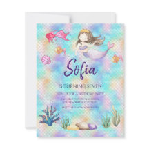 Sjöjungfru under Vatten-födelsedagsinbjudan till s