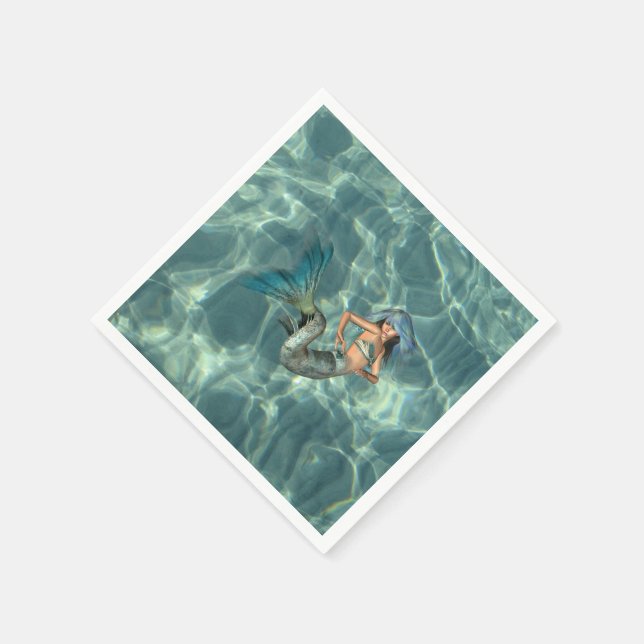 Sjöjungfru under vatten pappersservett (Hörn)