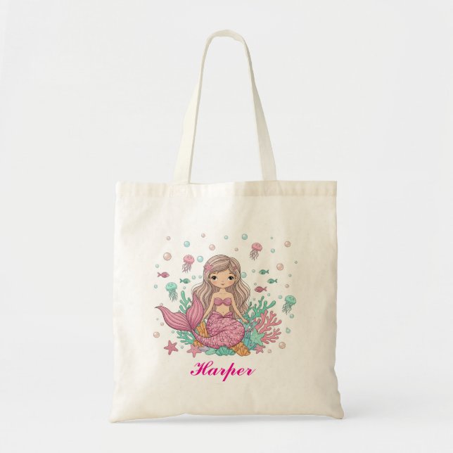 Sjöjungfru under vatten Tote Bag Tygkasse (Framsidan)