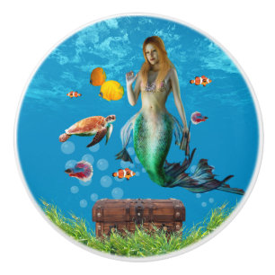 Sjöjungfru under vatten Treasure Hunt Fantasy Blue Knopp