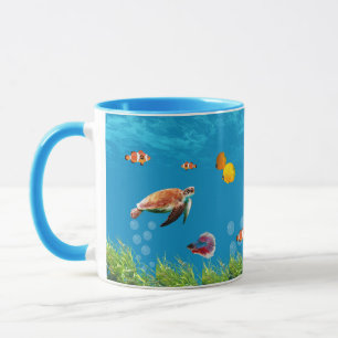 Sjöjungfru under vatten Treasure Hunt Fantasy Blue Mugg