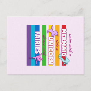 Sjöjungfru, Unicorn, Älvor Gift. Cute Souting. Vykort