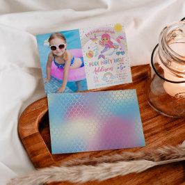 Sjöjungfru Unicorn Bassäng Party födelsedag Inbjudningar