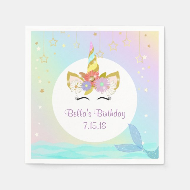 Sjöjungfru Unicorn Papper Napkins Pappersservett (Framsidan)