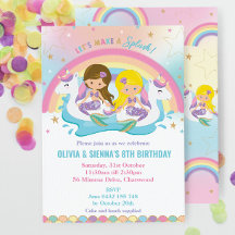 Sjöjungfru Unicorn Rainbow Bassäng Party Twillinga