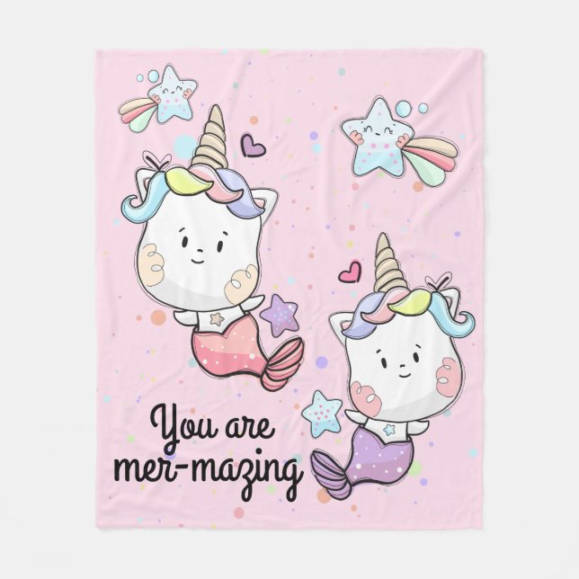 Sjöjungfru Unicorns Magic du Mermazing Girls Fleecefilt (Framsidan)