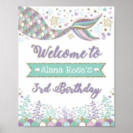 Sjöjungfru Välkommen Poster 3:e födelsedag Bassäng