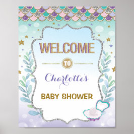Sjöjungfru välkomstskylt baby shower hav bröllopsd poster