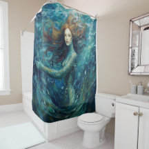 Sjöjungfru Van Gogh Stil Shower Curtain
