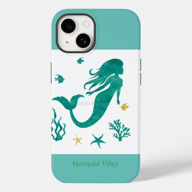 Sjöjungfru Vibes White och Teal Fodral-Mate iPhone (Baksida)