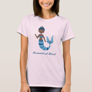 Sjöjungfru vid Heart Blue Playing Sjöjungfru T Shirt