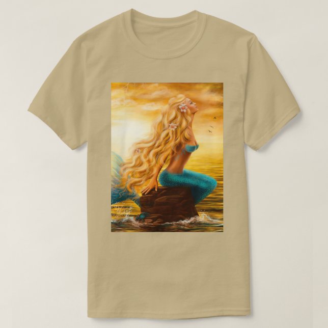 Sjöjungfru vid solnedgång i havet t shirt (Design framsida)