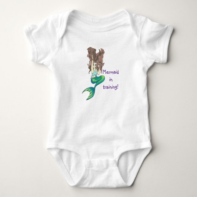 Sjöjungfru vid träning av kroppsdräkt i baby t shirt (Framsida)