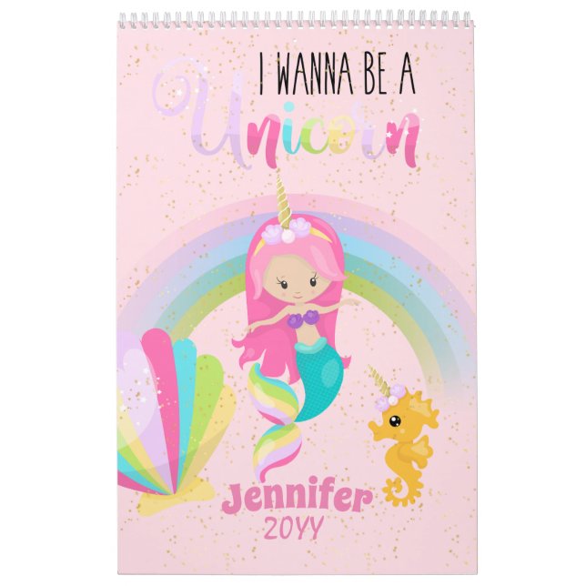 Sjöjungfru vill bli en enhetlig regnbåge under hav kalender (Omslag)
