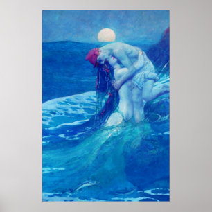 Sjöjungfru Vintage Blue 2 Poster