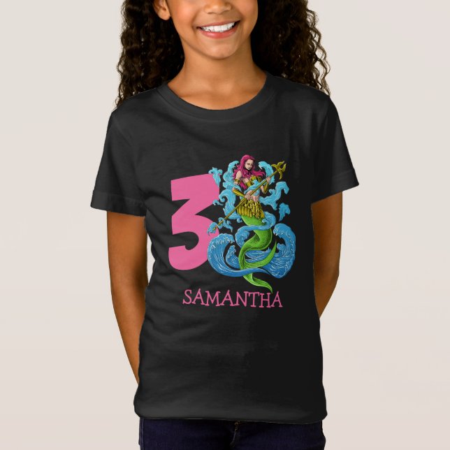 Sjöjungfru Warrior 3-årsdag T-Shirt (Framsida)