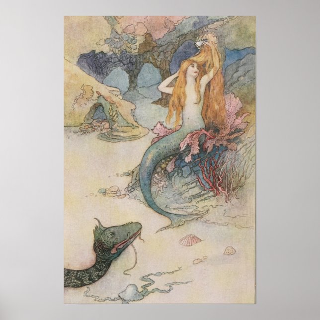 Sjöjungfru Warwick Goble (engelska, liten Poster (Framsidan)