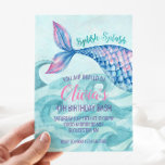 Sjöjungfru Watercolor Birthday Inbjudningar<br><div class="desc">Sjöjungfru Födelsedagsfest inbjudan. Under Sea,  vattenfärgsdag,  sjöjungfru födelsedag.</div>
