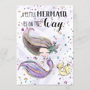 ~ Sjöjungfru Whaleicorn Cute Baby Shower-inbjudan Inbjudningar