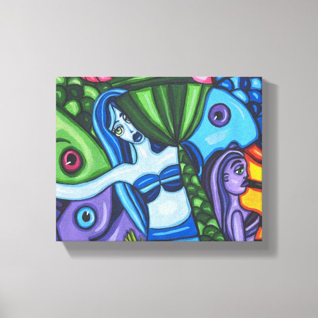 Sjöjungfruar Abstrakt Originalteckning av  Canvastryck (Framsida)