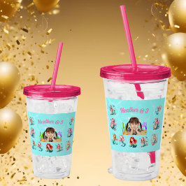 Sjöjungfruar Akryltumbler Födelsedag-förmån Take Away Mugg