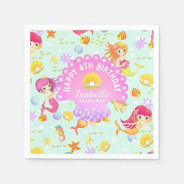 Sjöjungfruar blå pappersservett (Framsidan)