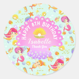 Sjöjungfruar blå runt klistermärke