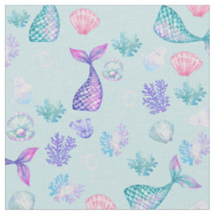 Sjöjungfruar Dream på Pastel Blue Tyg