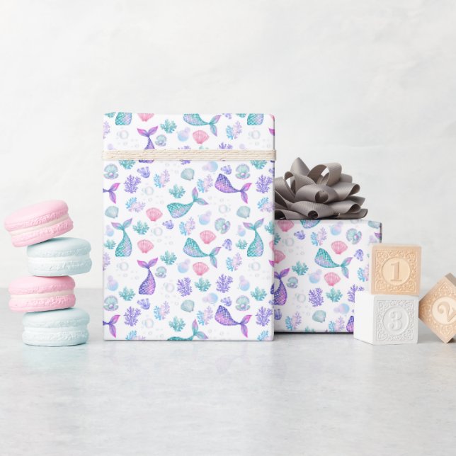 Sjöjungfruar Dream på White Presentpapper (Baby Shower)