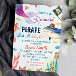 Sjöjungfruar eller Pirater Gender Visa inbjudan