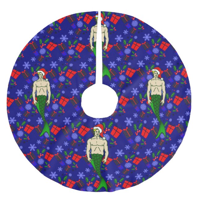 sjöjungfruar från Santa blonde merman ful julafton Julgransmatta Borstad Polyester (Framsidan)