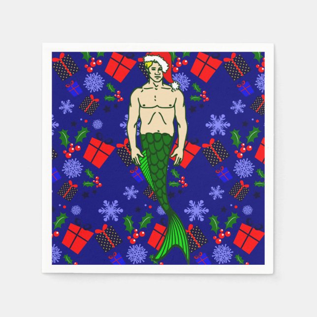 sjöjungfruar från Santa blonde merman ful julafton Pappersservett (Framsidan)