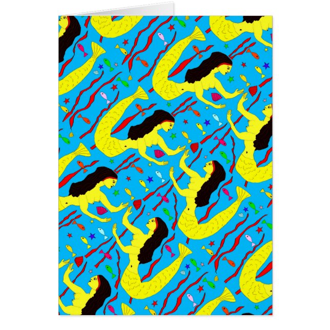 sjöjungfruar hälsningskort (Framsidan)