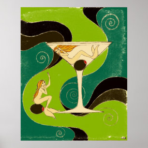 Sjöjungfruar i en Martini Poster