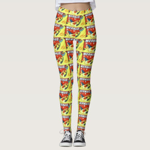 sjöjungfruar i rött på gulten leggings