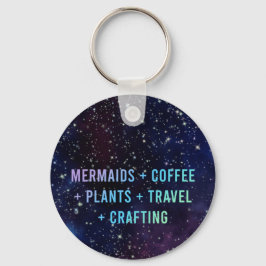 Sjöjungfruar + kaffe + växter Galaxy Design Keycha Nyckelring