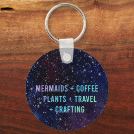 Sjöjungfruar + kaffe + växter Galaxy Design Keycha Nyckelring