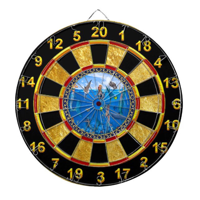 Sjöjungfruar med delfiner darttavla (Framsidan)