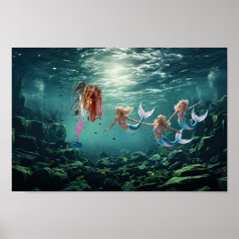 Sjöjungfruar med roligt. poster