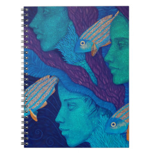 Sjöjungfruar och fisk, surrealistisk fantasykonst, anteckningsbok