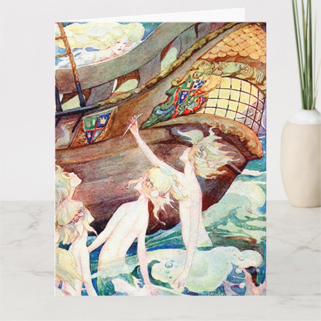 Sjöjungfruar och Frakt vid stordagstidningar Kort (Framsida)