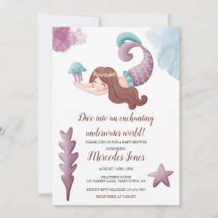Sjöjungfruar och jellyfish Baby Shower Inv Inbjudningar