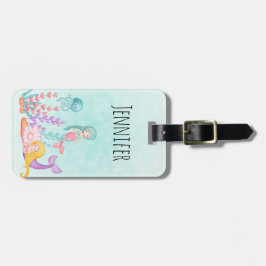 Sjöjungfruar och maneter under havsvattnets färg bagagebricka