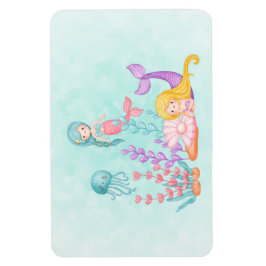 Sjöjungfruar och maneter under havsvattnets färg magnet