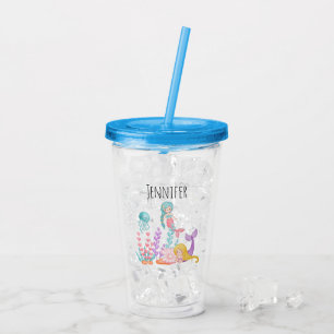 Sjöjungfruar och maneter under havsvattnets färg take away mugg
