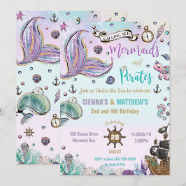 Sjöjungfruar och Pirater gemensamma födelsedag und Inbjudningar