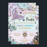 Sjöjungfruar och Pirater Twillingar under Havets d Inbjudningar<br><div class="desc">Anpassa de här visuella Sjöjungfruarna och Pirater födelsedagsfest inbjudan med dina detaljer om party enkelt och snabbt, tryck helt enkelt på anpassningsknappen för att ytterligare ordna om och formatera stil och placera texten. Perfekt för gemensam födelsedag, syskon födelsedag, twillingars födelsedag samt flickans eller pojkens födelsedag. Matchande artiklar tillgängliga i arkivet!...</div>
